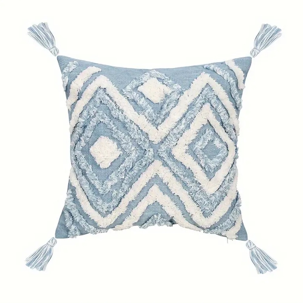 🌊 1 Blue and White Geometric Throw Pillow Cases | 18” x 18”
